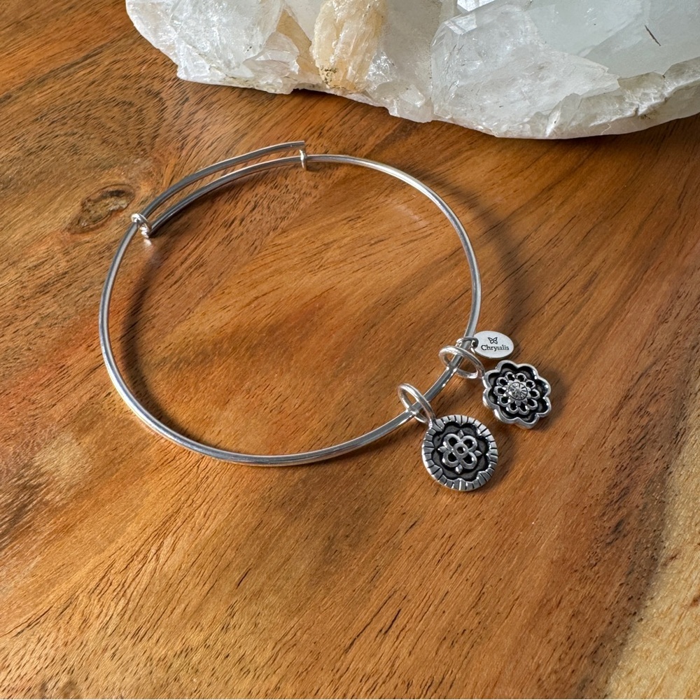 Chrysalis Silver Floral Happiness Charm Bracelet